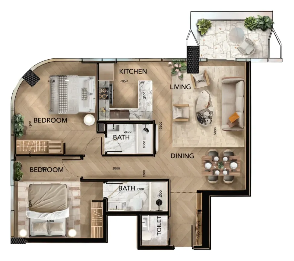2 Bedroom floorplan