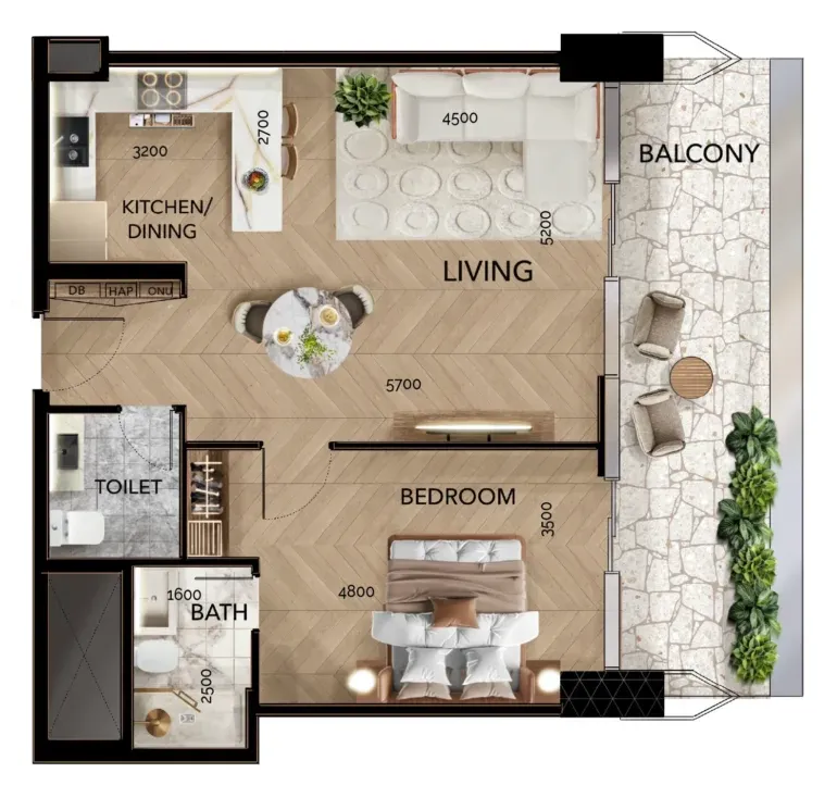 1 Bedroom floorplan