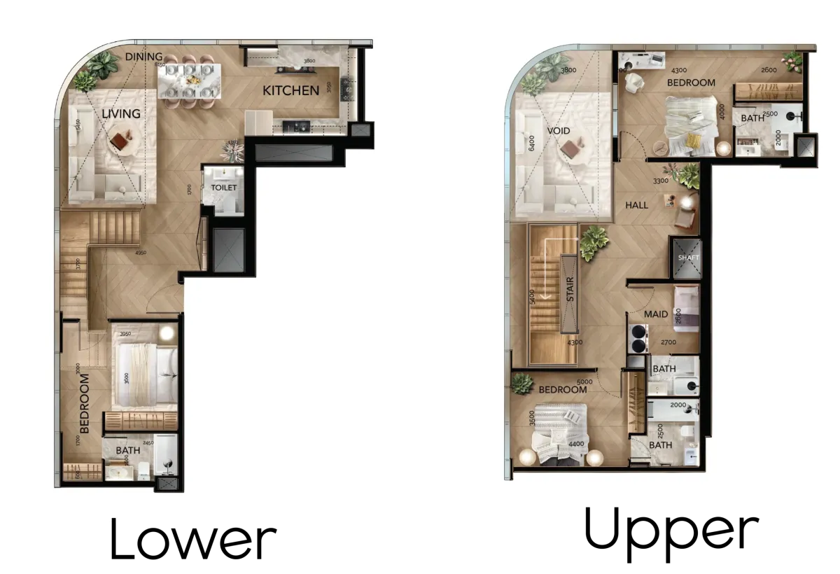 3 Bedroom Duplex floorplan