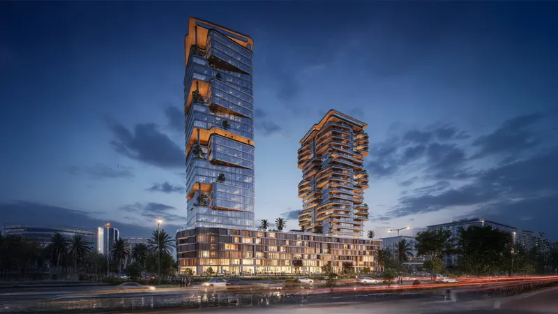 Radiant Atrium Towers at night