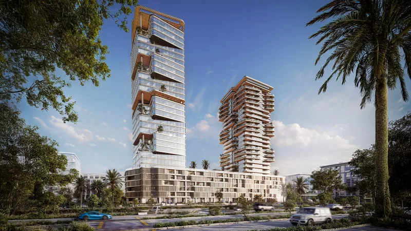 Radiant Atrium Towers seen from the street