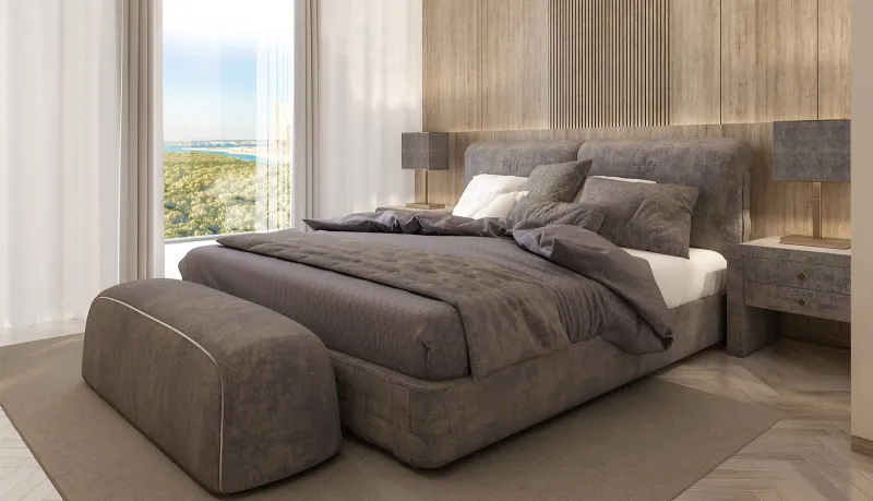 Bedroom with a floor-to-ceiling window